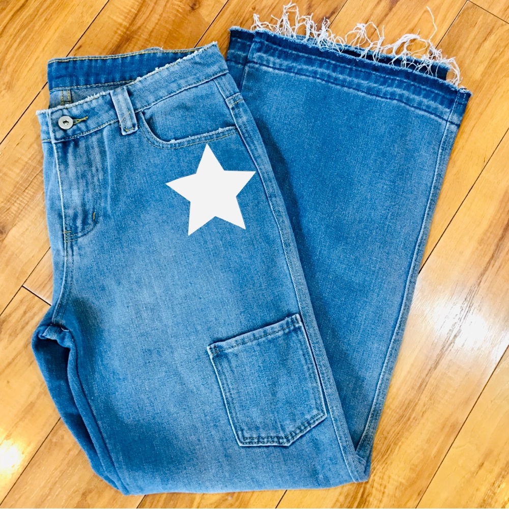 Baggy wide carpenter leg denim jeans pants skater trending  32 waist